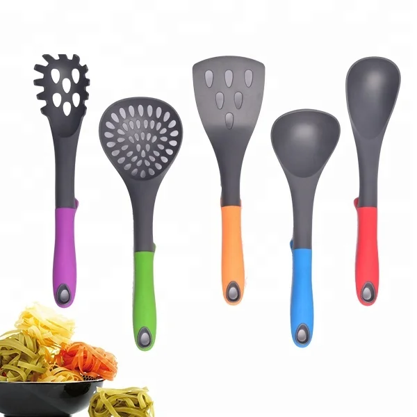 11 Piece Colorful Kitchen Knife and Nylon Cooking Utensil Set With Rotating Stand l China Factory Kitchenware