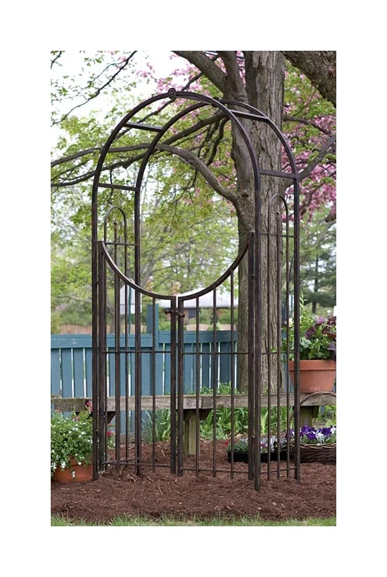 Backyard Arch Topped Garden Arbor with Gate
