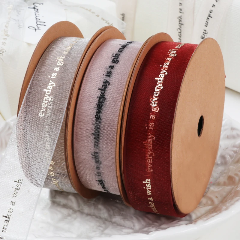 
Premium sheer matte organza gift wired ribbon roll 