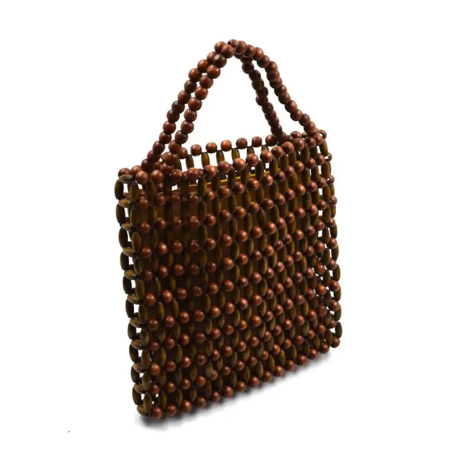 Fashion custom handmade wood beaded brief bag
