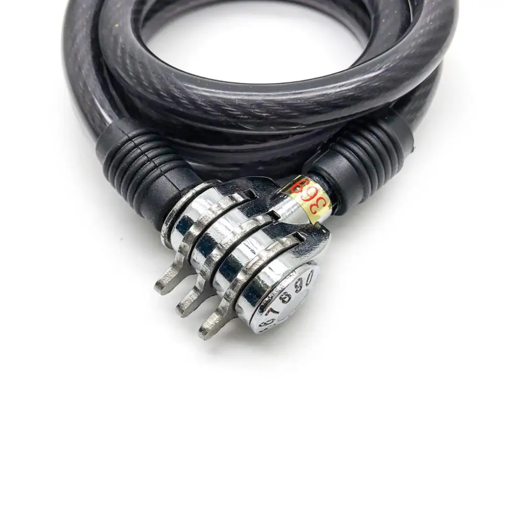 8301-Q 3 Digital Combination Bike Lock PVC spiral Lock With Password