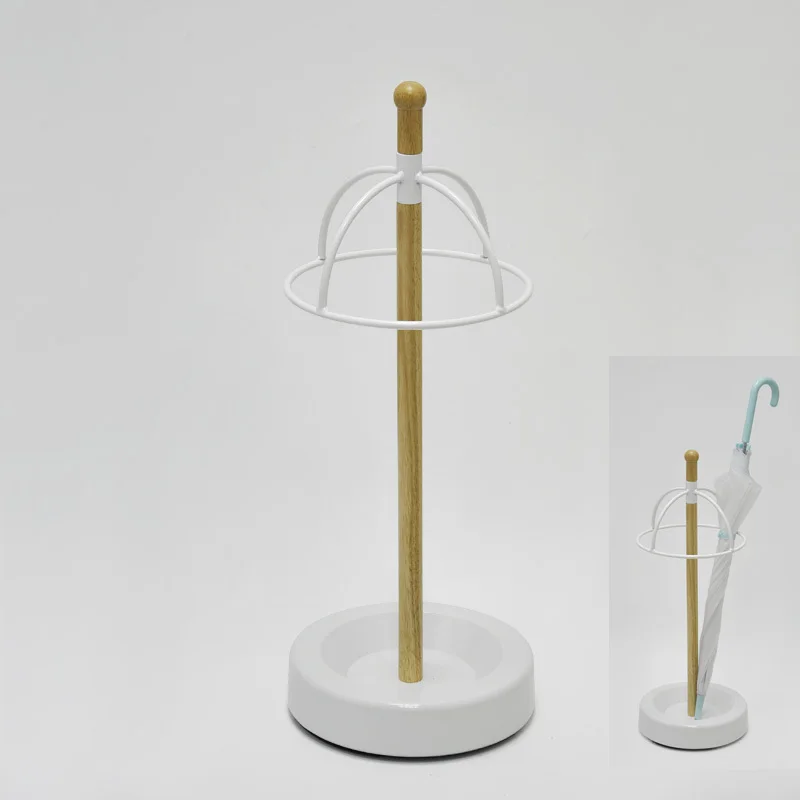 Белый двойной круглый деревянный держатель для зонта