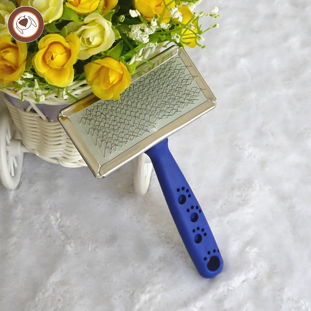Simple Plastic Handle Pet Dog Cat Poodle Animal Puppy Long Hair Fur Shedding Grooming Soft Slicker Brush Comb