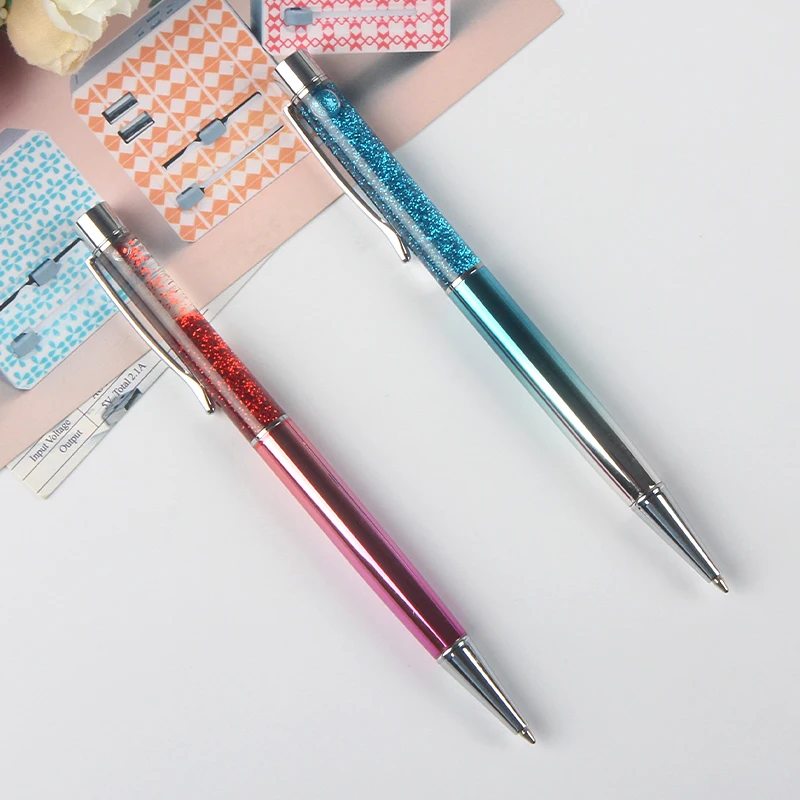 Jingda gradual change color bling glitters pen wedding gift floating ball pen