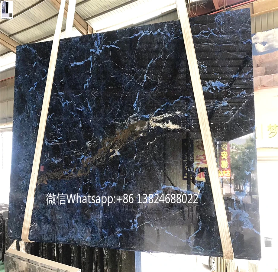 Blue marble tiles stone material foshan onyx and granite luxurious blue dark marble slab wholesale good price