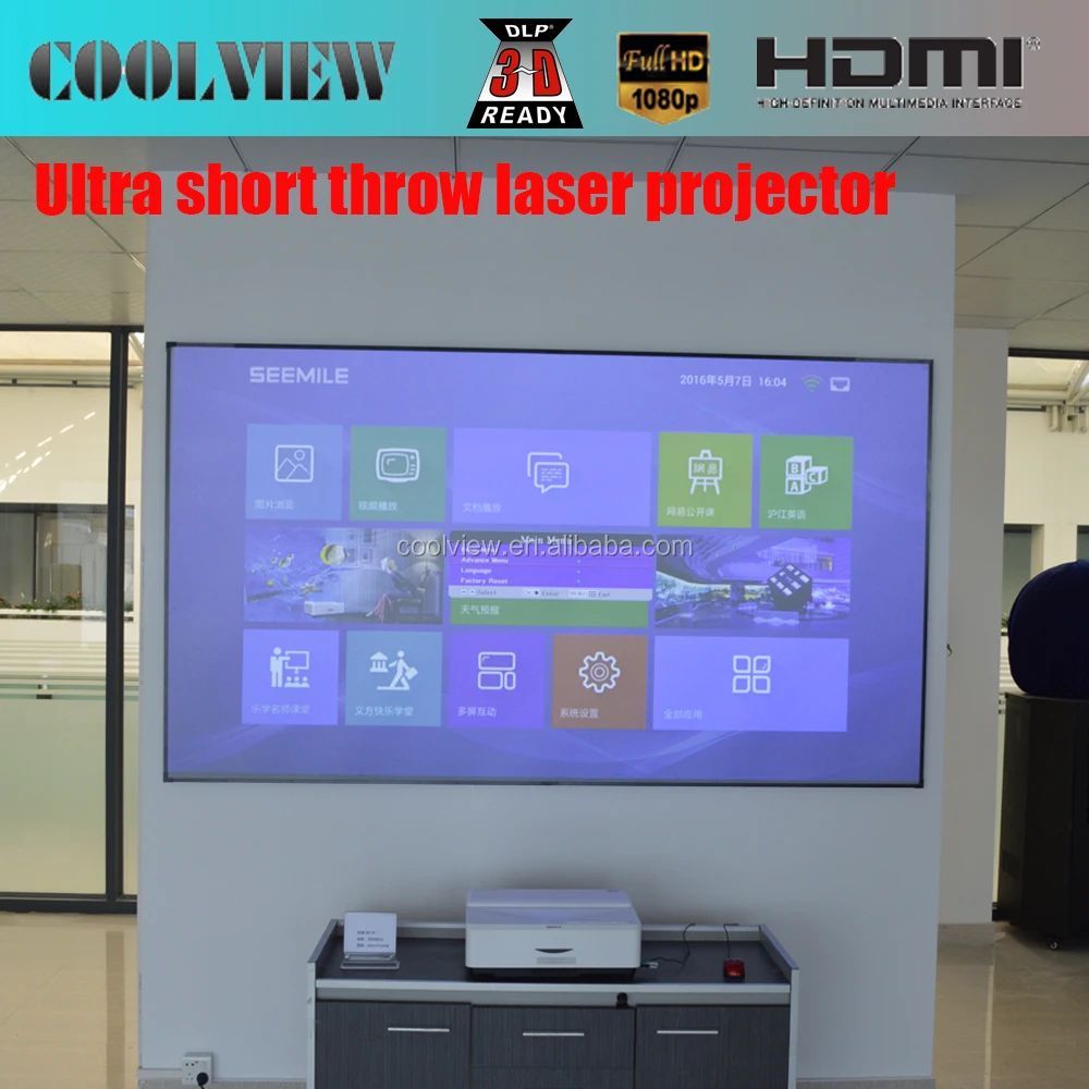 20000 часов Ультра короткий бросок full HD android 3d поляризованный проектор