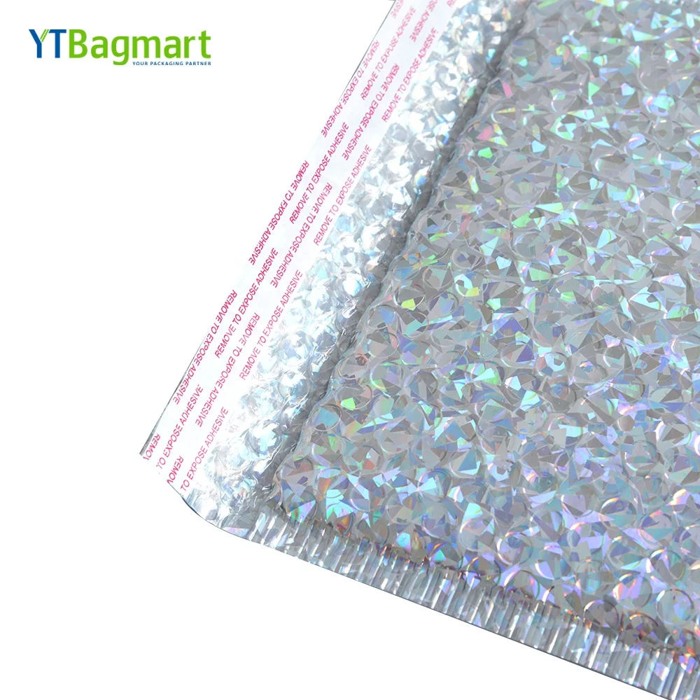 
Holographic Bubble Mailers Packaging Envelope Glitter Holographic Pouch Rainbow Poly Bubble Shipping 