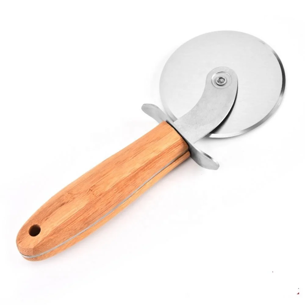 Премиум-класса с бамбуковой ручкой нож для пиццы колесо SW-BA36B