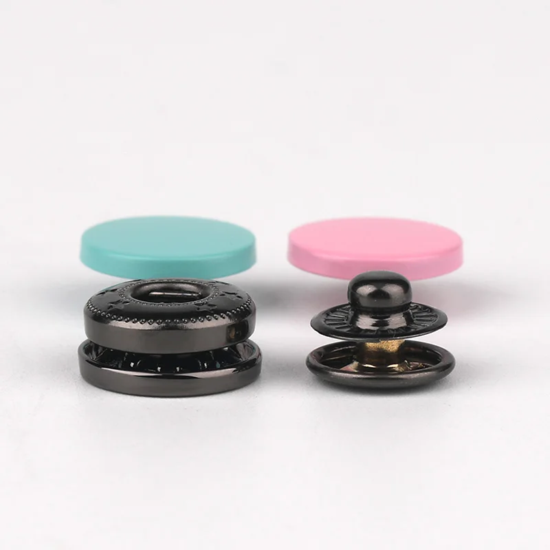 
custom made garment accessories 15mm/17mm colored zinc alloy metal snap button for jackets 