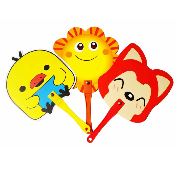 Customized cartoon pvc plastic hand fan with logo