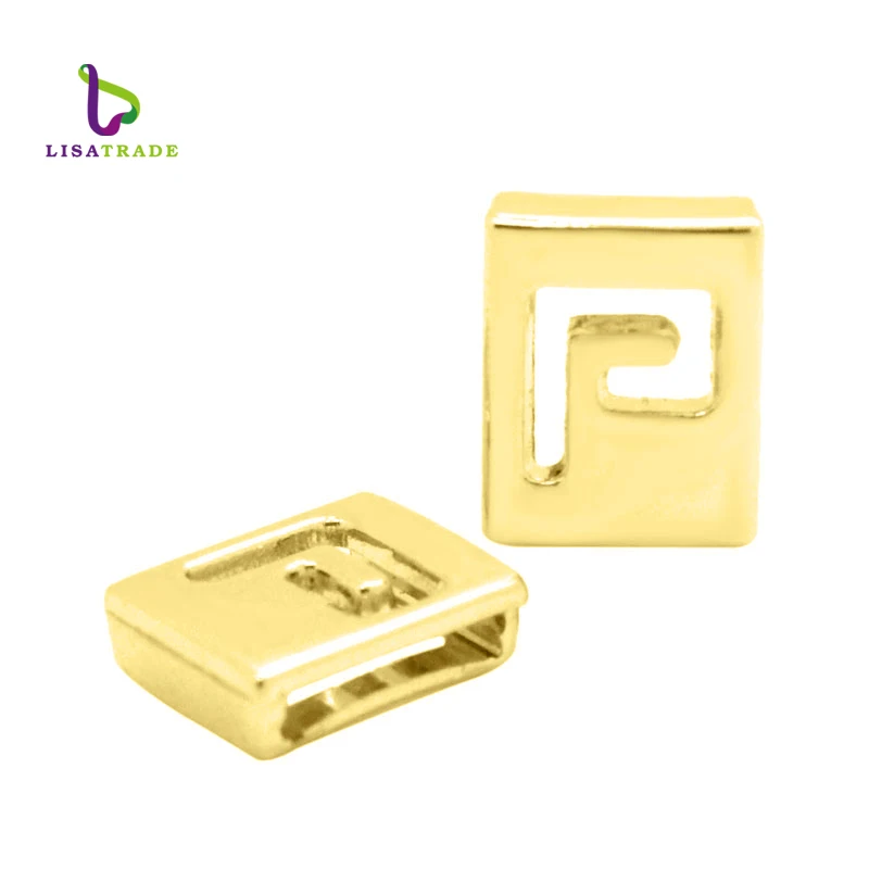 8mm Gold Color Hollow Sliding Charm Alphabet Letters A Z Slide Letter for DIY Bracelet Making Accessories
