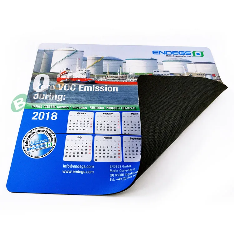 2018 High Quality Custom Calendar Rubber Promotional Mouse Pad