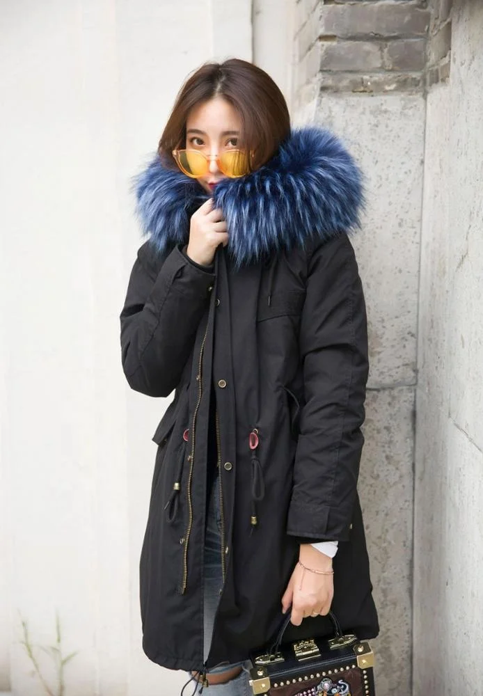 Faux Fur Coat Women Parka Winter Clothing White Black For lady Fur long Jacket With Hoood
