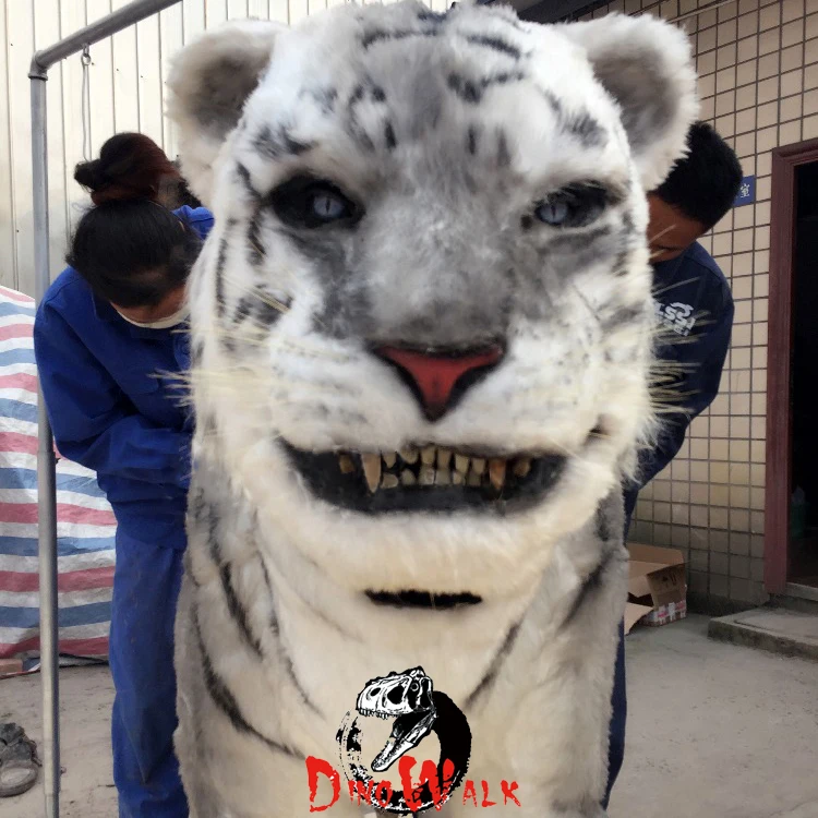 Dino0776 High quality Amusement park lifesize realistic white tiger costume for sale