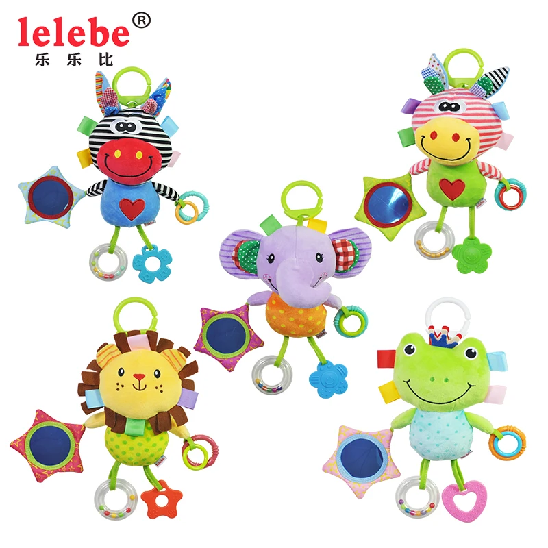 
2020 new arrival multifunction ring soft plush doll bell rattle zebra baby teether toy with kid toy 