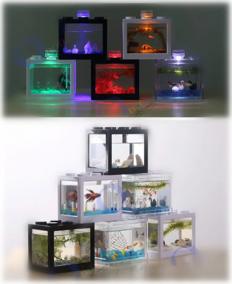 Stackable Fish Tank Small Fancy Tropical Fish Tank Usb Led Lighting For Christmas Gift