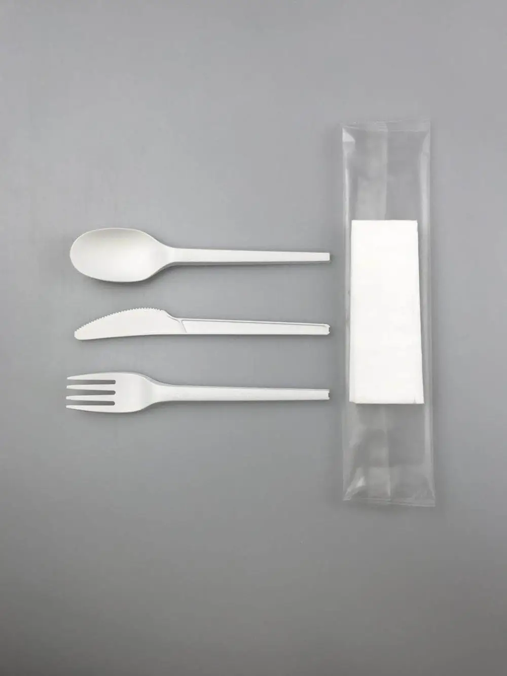Buffet utensils catering cutlery 100% biodegradable spoon fork knife set pla pouch