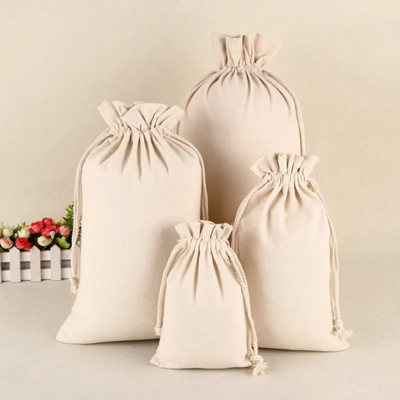 Handmade Cotton Linen Storage Package Bag Drawstring Bag Small Coin Purse Travel Women Small Cloth Bag Christmas Gift pouch