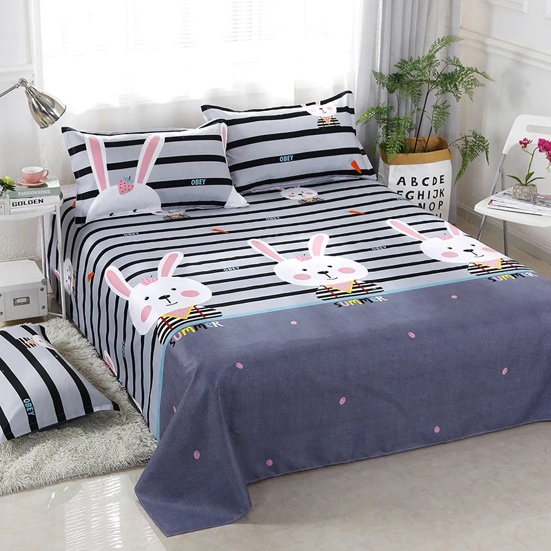 
Cartoon Rabbit Duvet Linen Home Textile Newest Custom Design Print Polyester Bed Spread Set 