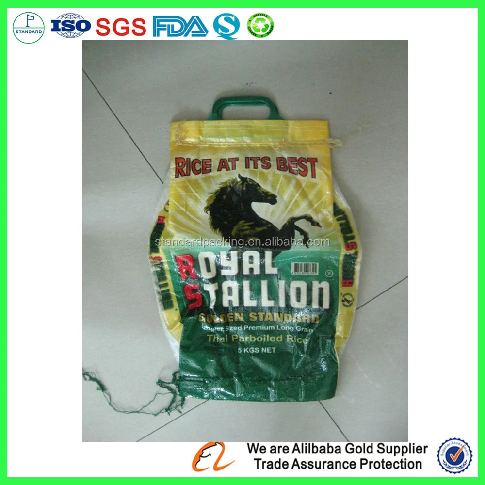 20 кг БОПП тканые лошади мешок еды ручной Длина ручки