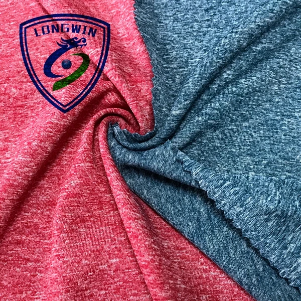 Color effect Melange single jersey polyester for sports jersey knit fabric