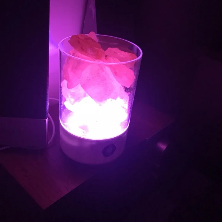Dimmable USB Hymalain Sea Salt Crystal LED Desk Nightlight with Touch Dimmer Control Adjustable 7 Color Changing Night Light