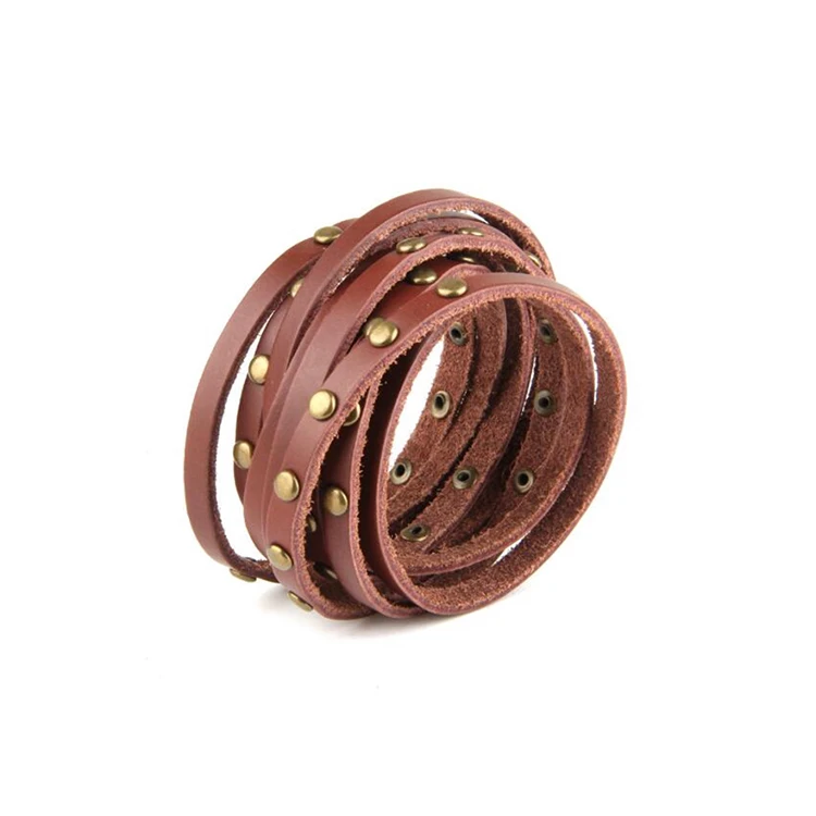 Punk style top layer leather bracelet for young