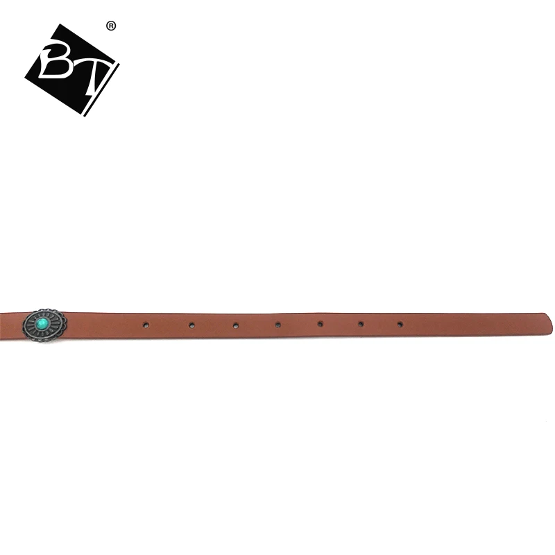 
BT Wholesale Manufacture Ladies Fashion Decorative Metal Skinny Women PU Leather Thin Belt 