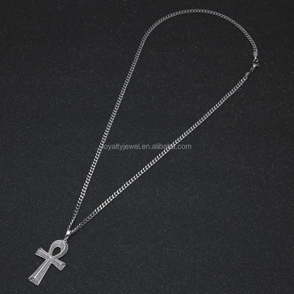 LOYALTY Silver Egyptian Ankh Key Of Life Cross Pendant Men Necklace