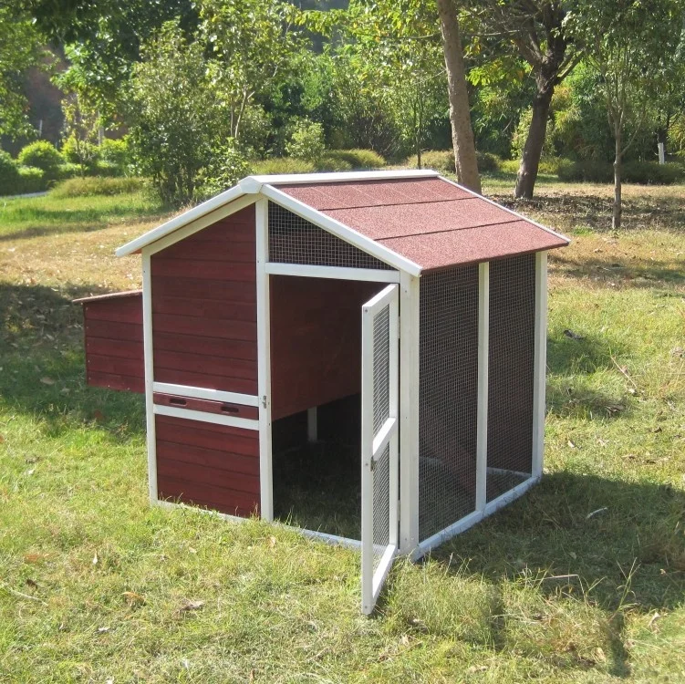 Easy clean waterproof wooden chicken coop with nesting box