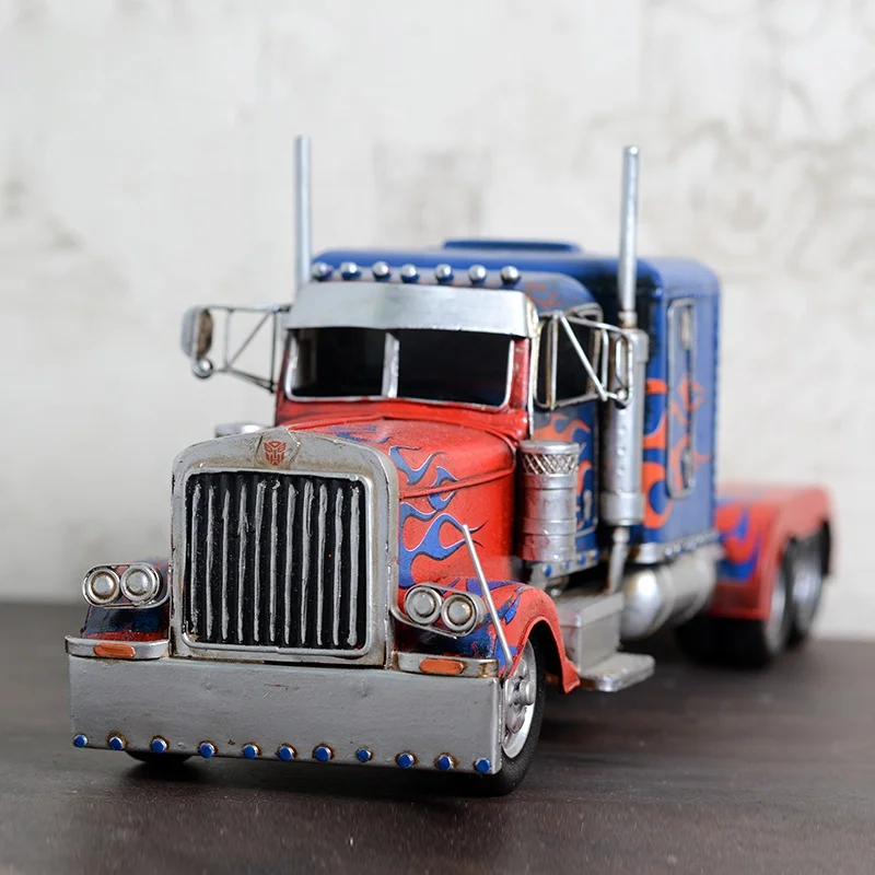 Antique Classic Container Truck Model Retro Vintage Wrought Handmade Metal Crafts For Home/Pub/Cafe Decoration Or Birthday Gift