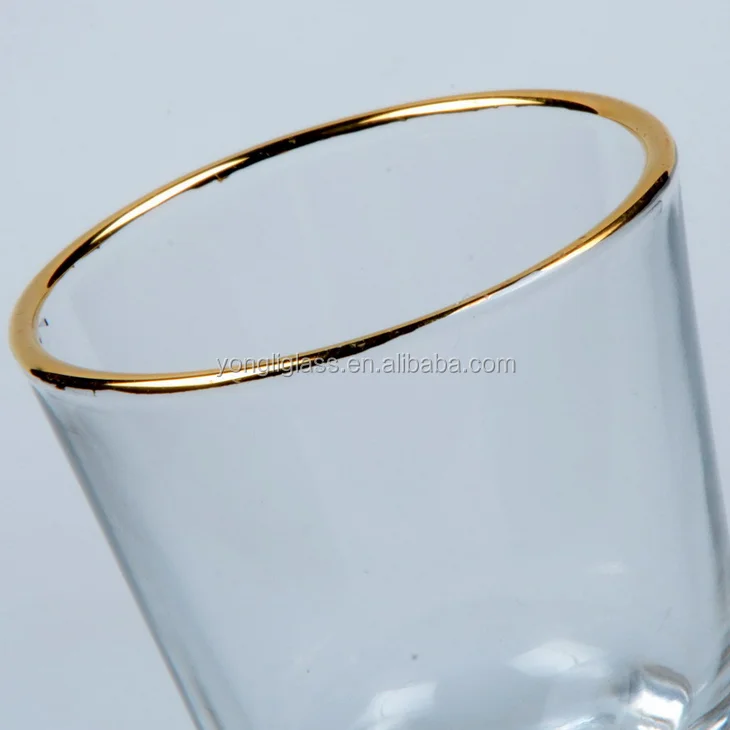 Wholesale gold rim mini shot glass, promotional gift wine glass, rum shot glasses wholesale for hotel