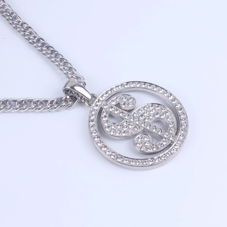 Hot Sale Long Chain Halloween Pimp Gangster Fancy Dress Bing Usd Dollar Coin Pendant Men Necklace