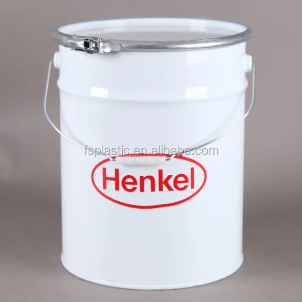 20L yellow sealed bucket, 20 litre printed tin pail, closed metal paint drum