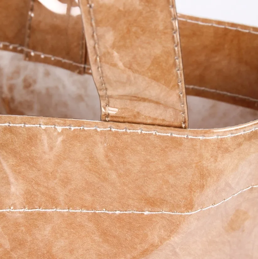 Clear brown tyvek paper waterproof PVC bag with gusset