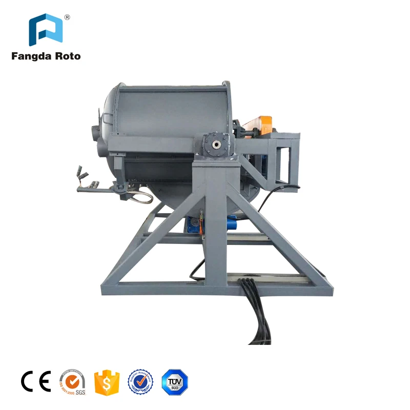 
Open flame rock n roll rotational molding machine 