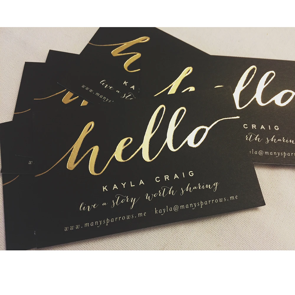 2021 hot sell cotton paper gold foil business card printing