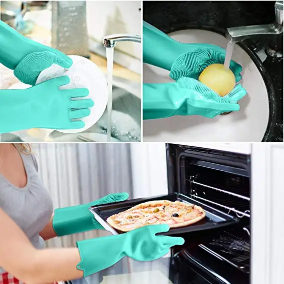 heat-resistant non-stick  custom fancy silicone dish washing rubber gloves