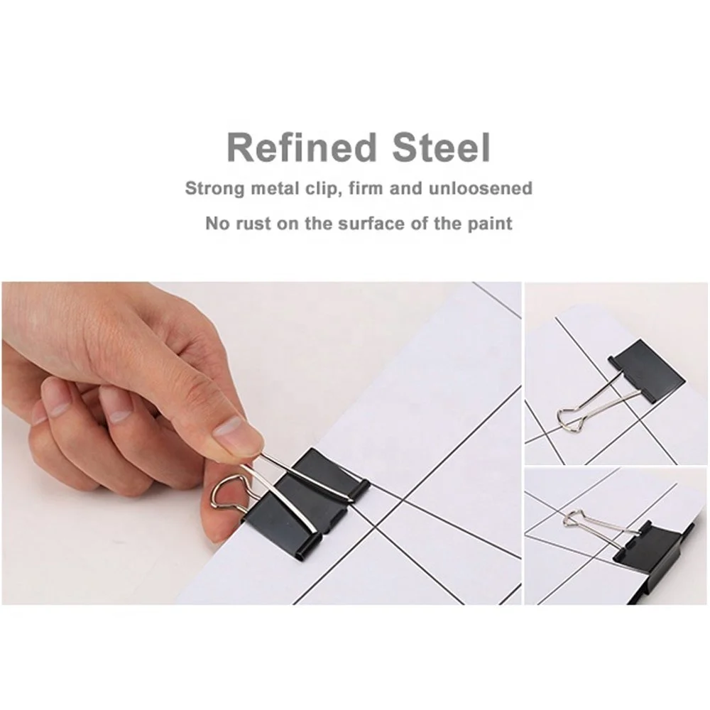 
Different size standard shape black color big size metal paper clamps binder clip 