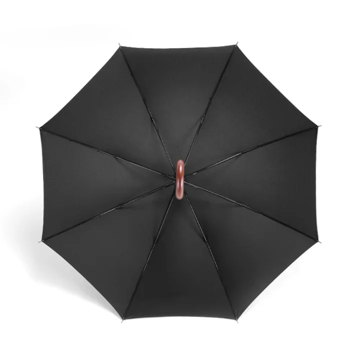 Ok Umbrella Logo Customized Automatic Windproof Umbrella With High Quality Wooden Handle Straight Umbrella