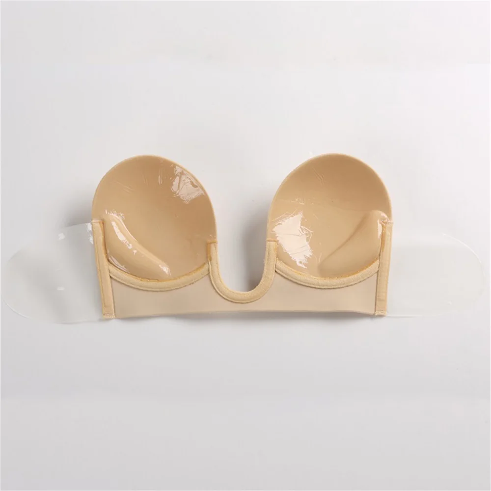 Black Flesh Color One Piece Deep U stype Push Up Cups Invisible Bra