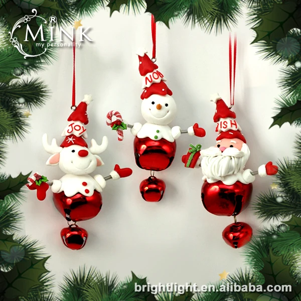 
Santa/ Snowman/ Reindeer on the bell polymer Christmas ornaments 