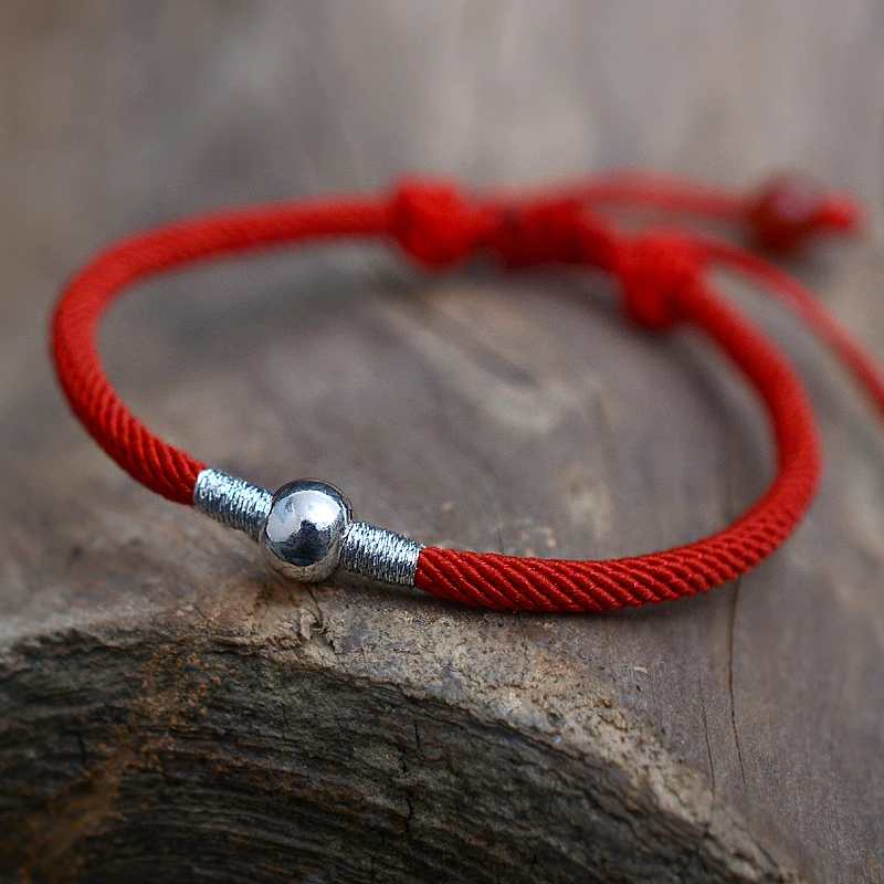 
LONGJIE factory direct wholesale manual weaving transfer 925 sterling silver bead red rope bracelet accept customized 