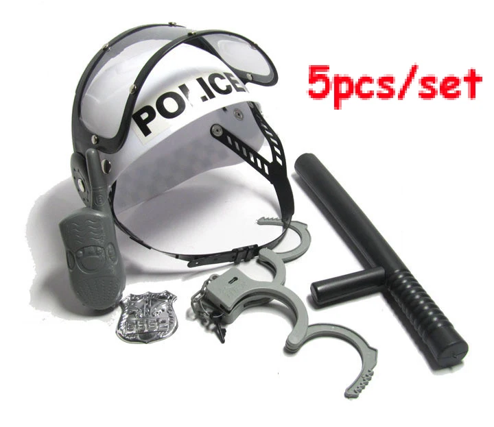 Toy helmets for kids Riot Playset Hat Stick Interphone Badge Handcuff Costumes Cosplay Kids Baby Pretend