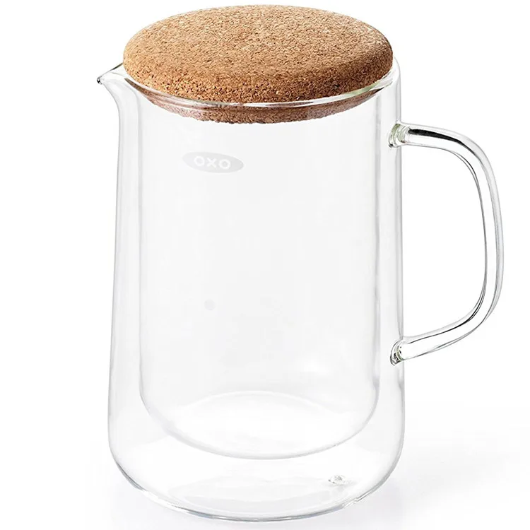 Конструкция графина из боросиликатного стекла с двойными стенками сохраняет