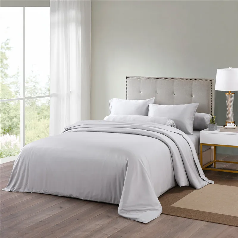 Custom Colours Bamboo Rayon Plain Dyed Sateen Weave Bed Sheet Set 400 Thread Count