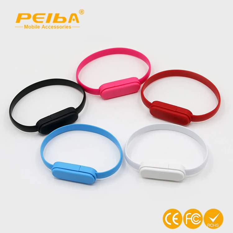 
Best Promotional Gift USB Bracelet Charging Cable USB Sync USB Data Cable For iphone and Android Phones 