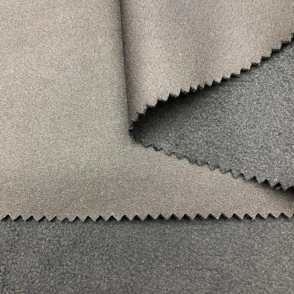 High Quality  Wholesale 100% Polyester outdoor jacket Twill Mechanical stretch bonded Polar Fleece 310gsm soft shell Fabrics