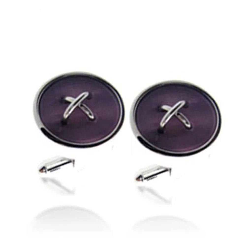 Trendy round men shirt brown knot button cufflinks