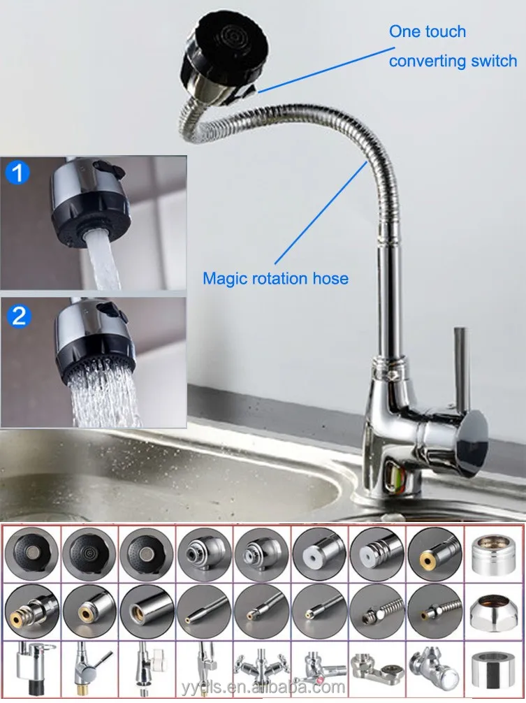 
Bath & Kitchen Shower Faucets retractable hose with shower head 